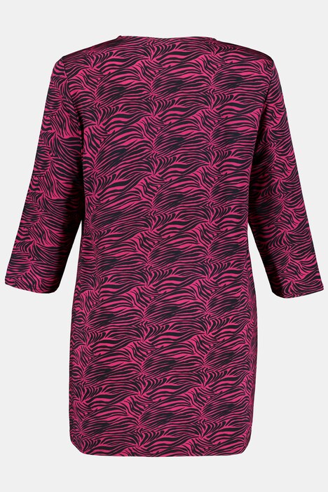 Longshirt, slinky, zebradessin, ronde hals, zijsplitten, 3/4 mouwen