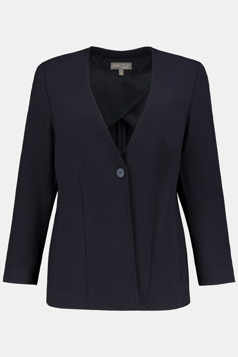 Pin Dot Textured V-Neck Button Front Stretch Blazer