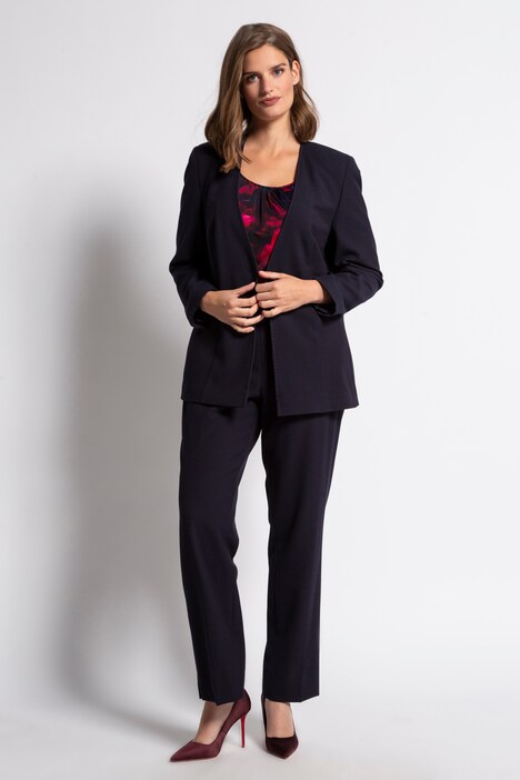 Pin Dot Textured V-Neck Button Front Stretch Blazer