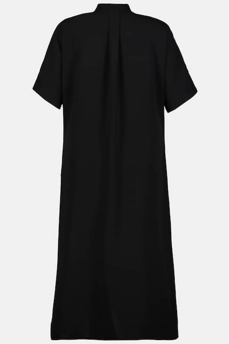 Front Pleat Swing Hem Crepe Dress