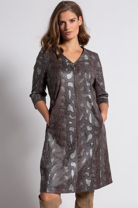 Kleid, Lederoptik mit Snake-Design, 3/4-Ärmel, selection