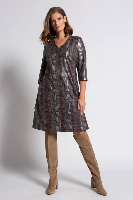 Kleid, Lederoptik mit Snake-Design, 3/4-Ärmel, selection