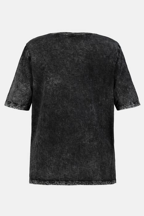 T-Shirt, Totenkopf-Stickerei, Regular, moonwashed