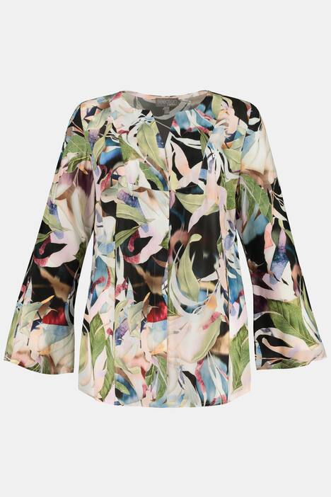 Longbluse, farbiges Dschungel-Design, lange Trompetenärmel, selection