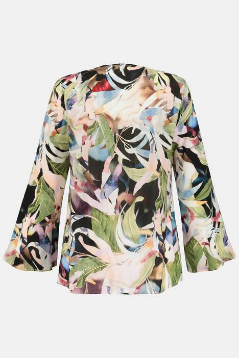Longbluse, farbiges Dschungel-Design, lange Trompetenärmel, selection