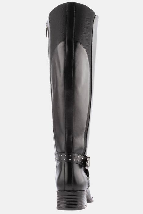 Lederstiefel, XL-Schaft, Schnallen, Nieten, Weite H