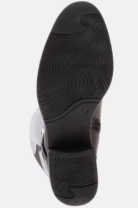 Lederstiefel, XL-Schaft, Schnallen, Nieten, Weite H