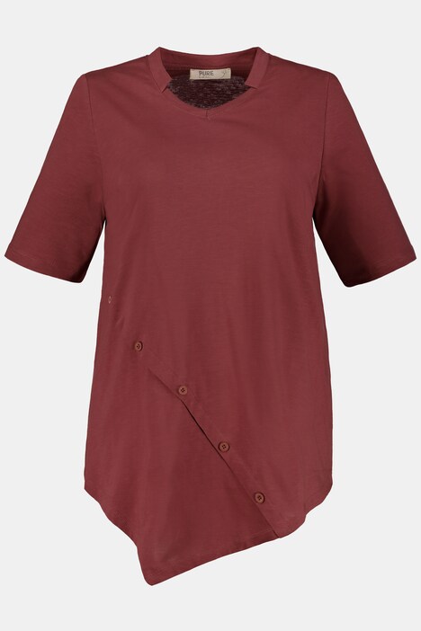 T-shirt, bottoni decorativi, classic, orlo a punta, cotone biologico