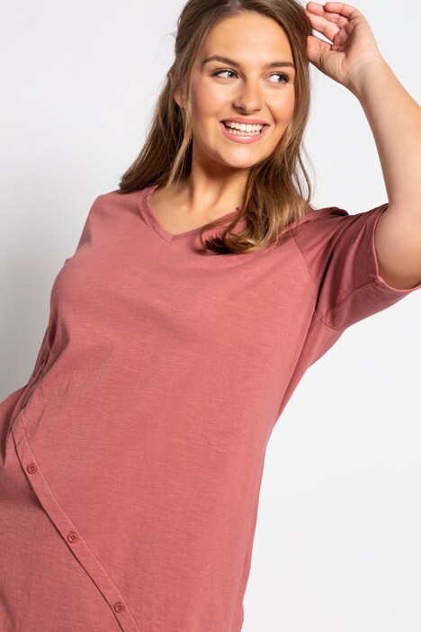 T-shirt, bottoni decorativi, classic, orlo a punta, cotone biologico