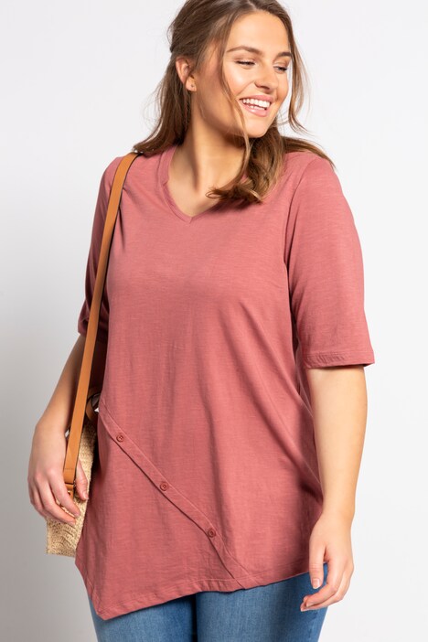 T-shirt, bottoni decorativi, classic, orlo a punta, cotone biologico