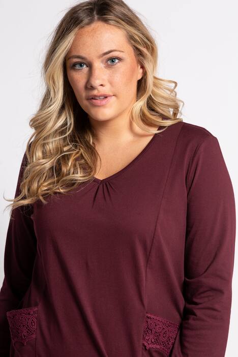 Jerseykleid, Spitzendetails, A-Linie, Biobaumwolle