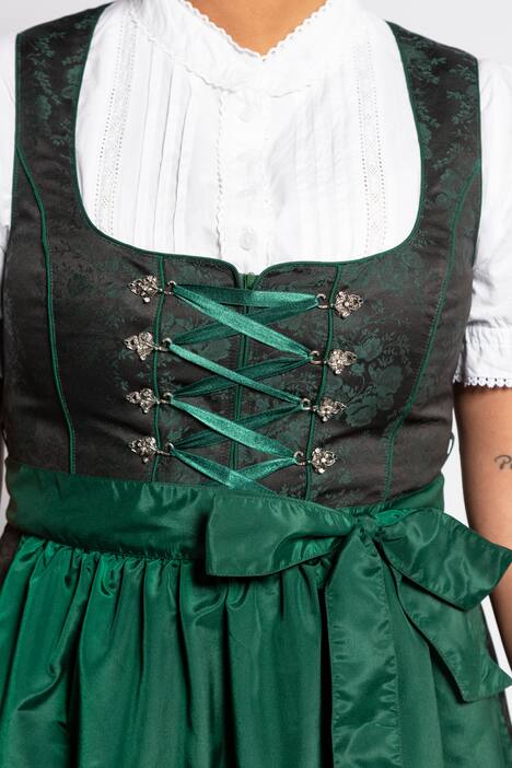 Dirndl, Rosen-Jacquard, Zierschnürung, Satinschürze