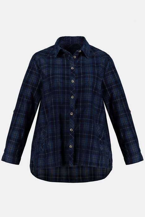 Bluse, karierter Cord, Krempelriegel
