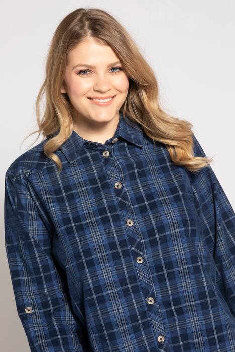 Bluse, karierter Cord, Krempelriegel