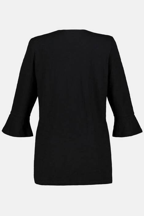 Shirt, Stickerei, A-Linie, Glockenärmel, Biobaumwolle