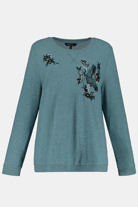 Pullover, Kolibri-Stickerei, weicher Feinstrick
