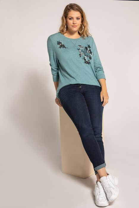 Pullover, Kolibri-Stickerei, weicher Feinstrick