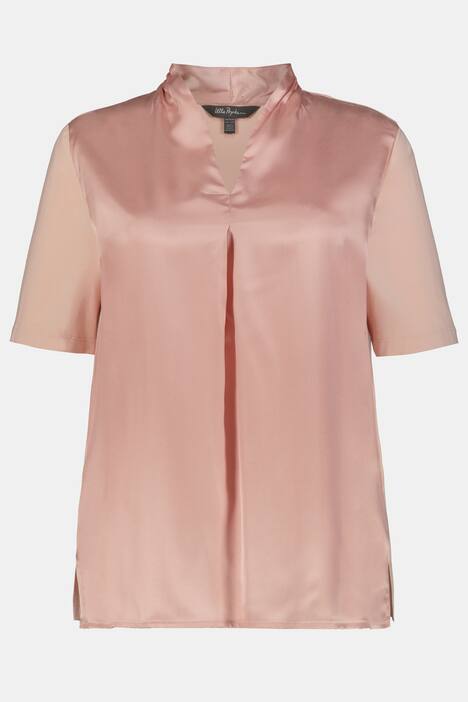 Mixed Fabric Satin Front Knit Back Top