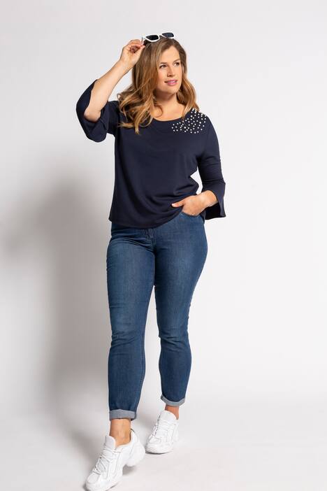 Sweatshirt, Zierperlen, Classic, 3/4-Volantärmel