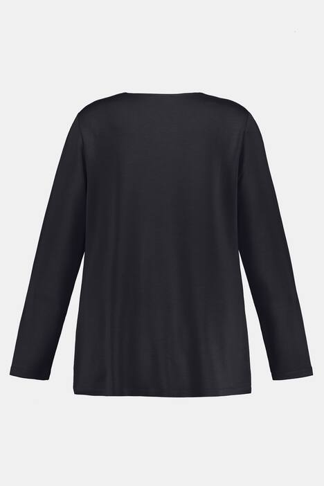 Waterfall Neck Long Sleeve Stretch Knit Top
