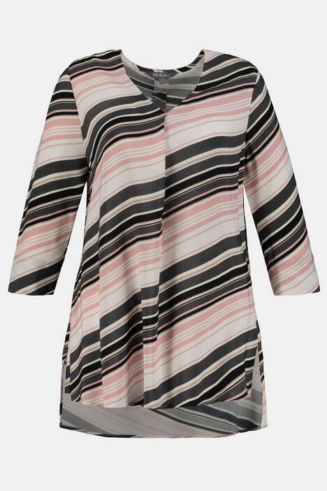 Bold Diagonal Stripe V-Neck Crepe Blouse