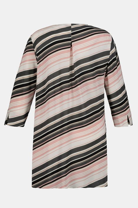 Bold Diagonal Stripe V-Neck Crepe Blouse