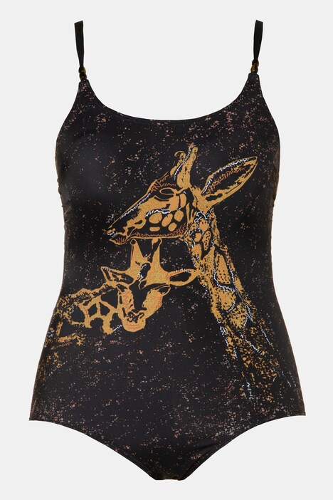 Maillot de bain, motif girafe, bonnets souples, perles décoratives