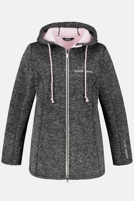 Strickfleece-Jacke, Kapuze, 2-Wege-Zipper