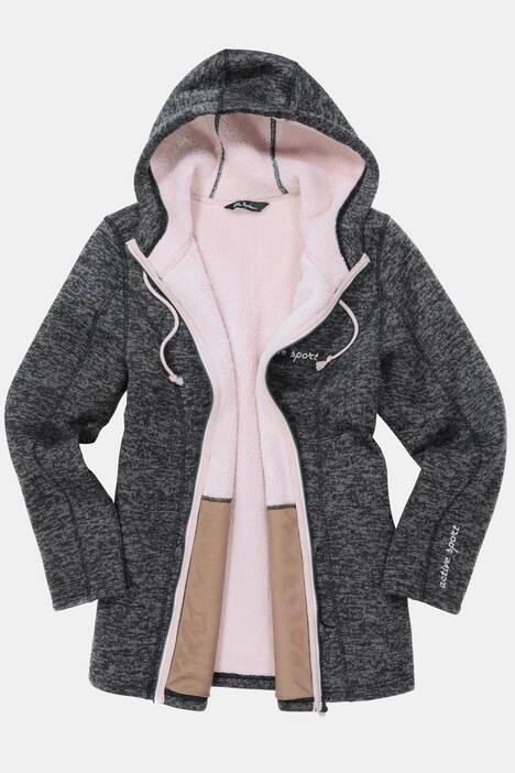 Strickfleece-Jacke, Kapuze, 2-Wege-Zipper