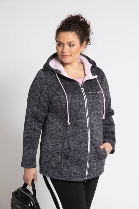 Strickfleece-Jacke, Kapuze, 2-Wege-Zipper