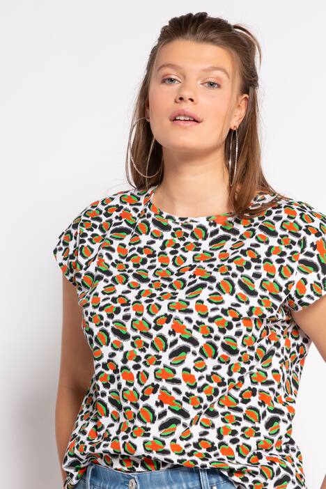 Shirt, oversized. Color-Leo, Saum gerundet