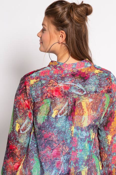 Longbluse, Chiffon, Art-Print, Langarm