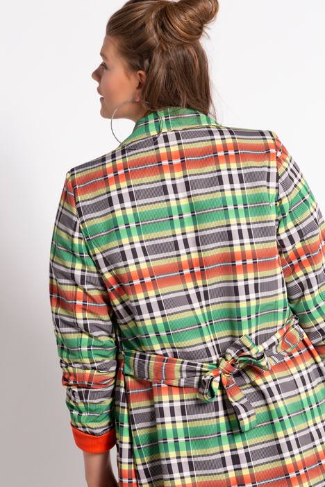 Long Plaid Button Front Fully Lined Coat