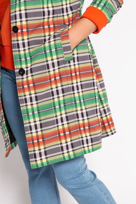 Long Plaid Button Front Fully Lined Coat
