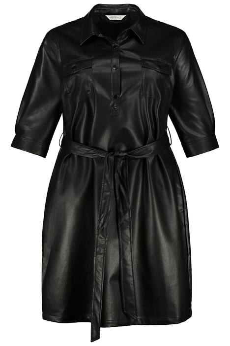 Leather Look Button Front Dress