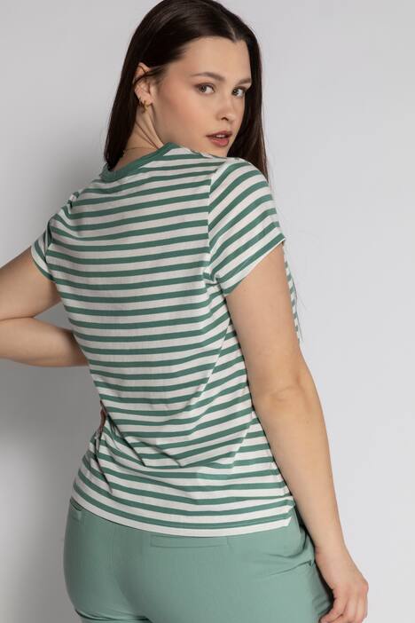 Round Neck Short Sleeve Striped Tee