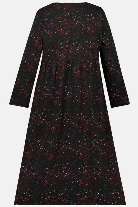 Galaxy Print V-Neck Empire Cotton Knit Dress