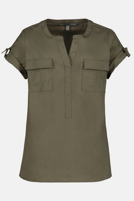Bluse Identity, Tunika Ausschnitt, Halbarm, Military