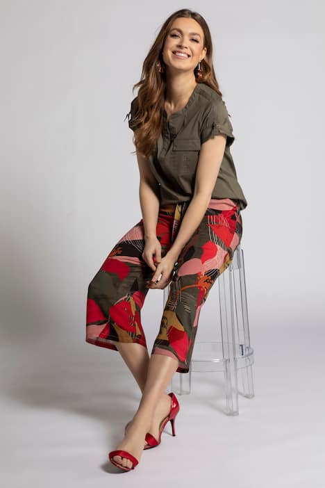 Bluse Identity, Tunika Ausschnitt, Halbarm, Military