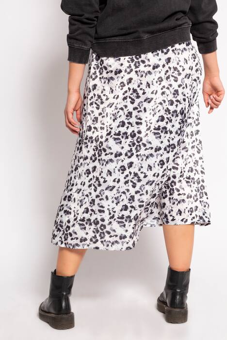Midirock, blickdichter Satin, Leo-Print, Elastikbund