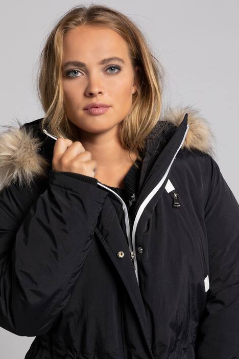Parka, wasserdicht, Lederoptik-Details, Webpelz-Kapuze