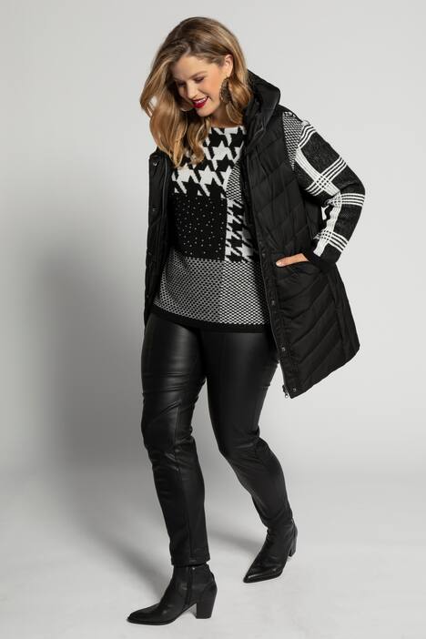 Quilted Long Hooded Fully Lined Vest