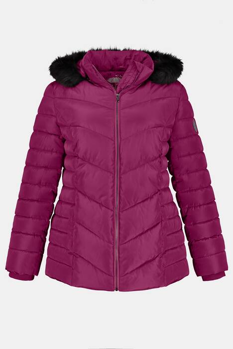 Steppjacke, edel schimmernd, Webpelz-Kapuze