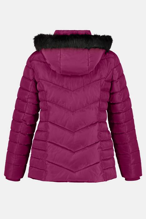 Steppjacke, edel schimmernd, Webpelz-Kapuze