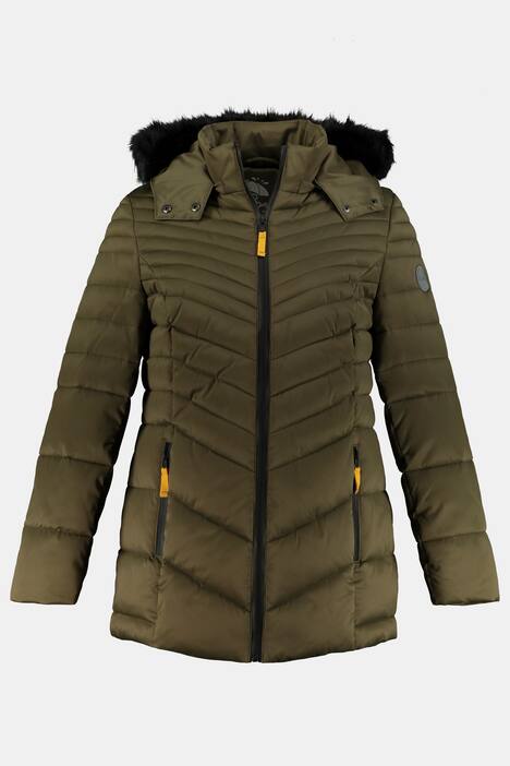 Steppjacke, wasserabweisend, Webpelz-Kapuze