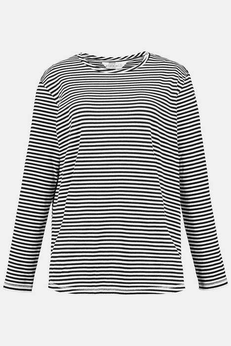 Shirt, geringelter Rippjersey, weiter Schnitt, Langarm