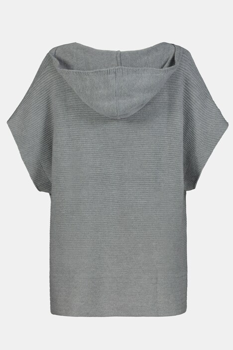 Strickponcho, Kapuze, Oversized, seitliche Knöpfe