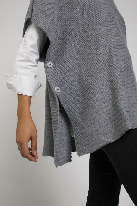 Strickponcho, Kapuze, Oversized, seitliche Knöpfe