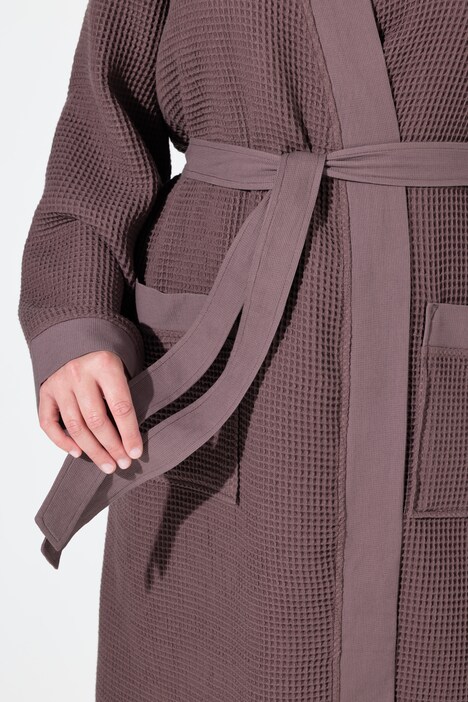 Peignoir, col châle, ceinture, tissu gaufré, manches longues