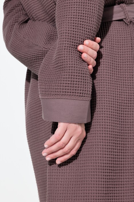 Peignoir, col châle, ceinture, tissu gaufré, manches longues